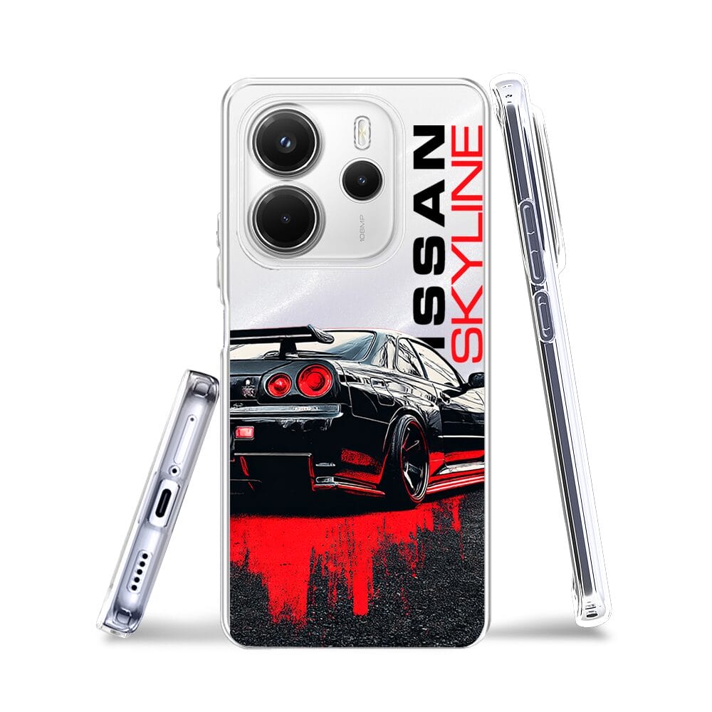 Etui do Xiaomi Redmi Note 14 5G przeźroczyste, silikonowe Flexi, Szybkie Auta, czarny Skyline - obrazek 3