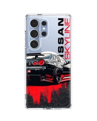 Etui do Samsung Galaxy S25 Ultra z MagSafe przeźroczyste, silikonowe Flexi, Szybkie Auta, czarny Skyline