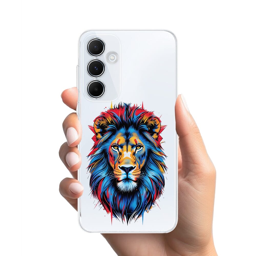 Etui do Samsung Galaxy M35 5G przeźroczyste, silikonowe Flexi, Dzika Mandala, Lew - obrazek 2