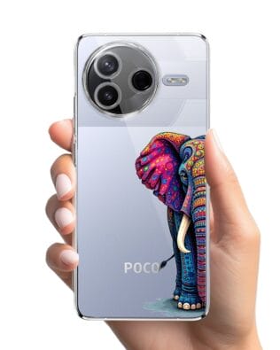 Etui do Xiaomi POCO F7 Pro przeźroczyste, silikonowe Flexi, Dzika Mandala, Słoń