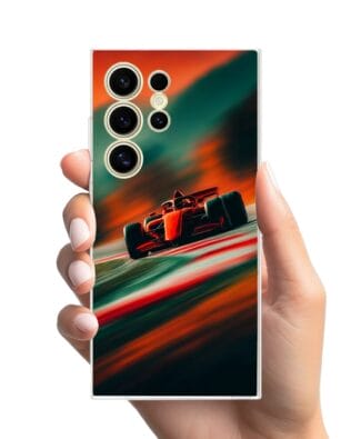 Etui do Samsung Galaxy S24 Ultra przeźroczyste, silikonowe Flexi, Szybkie Auta, Wyścig F1