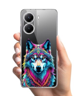 Etui do Xiaomi POCO X7 Pro przeźroczyste, silikonowe Flexi, Dzika Mandala, Wilk