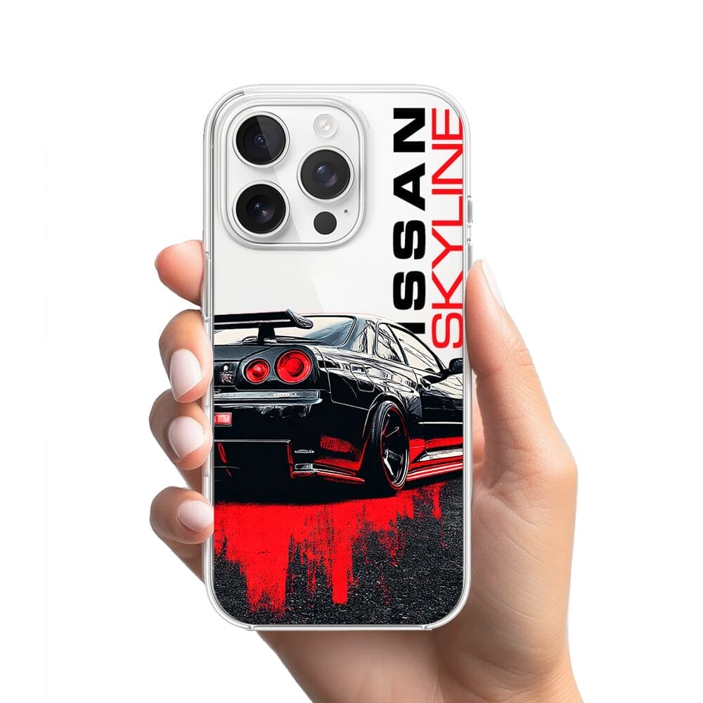 Etui do iPhone 13 Pro przeźroczyste, silikonowe Flexi, Szybkie Auta, czarny Skyline - obrazek 2