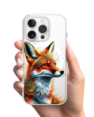 Etui do iPhone 13 Pro z MagSafe przeźroczyste, silikonowe Flexi, Dzika Mandala, Twarz lisa