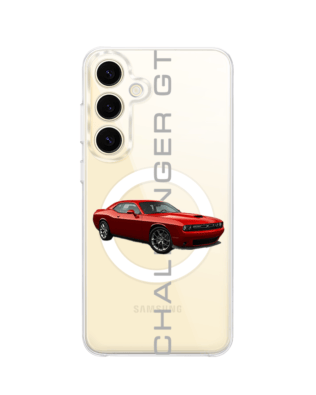 Etui do Samsung Galaxy S24 Plus z MagSafe przeźroczyste, silikonowe Flexi, Szybkie Auta, czerwony Challenger GT