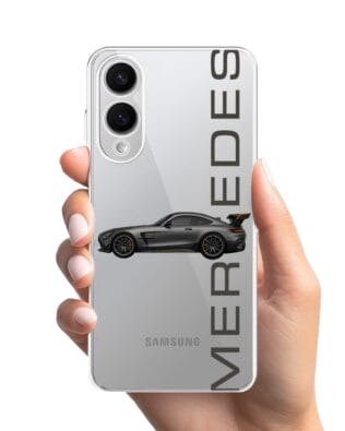 Etui do Samsung Galaxy S25 Edge przeźroczyste, silikonowe Flexi, Szybkie Auta, Stalowe AMG-GT