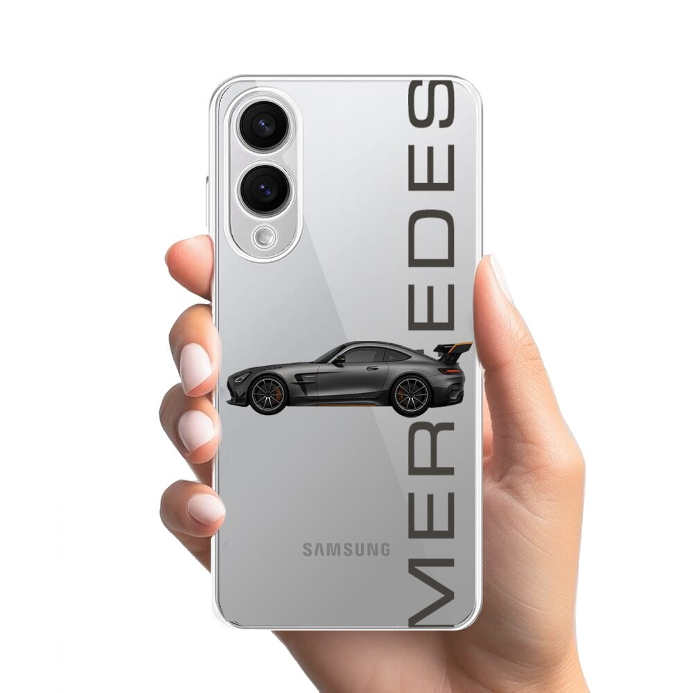 Etui do Samsung Galaxy S25 Edge przeźroczyste, silikonowe Flexi, Szybkie Auta, Stalowe AMG-GT - obrazek 2