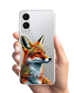 Etui do Samsung Galaxy S25 Edge przeźroczyste, silikonowe Flexi, Dzika Mandala, Twarz lisa