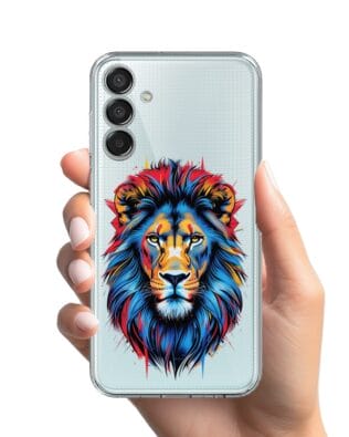 Etui do Samsung Galaxy M15 5G przeźroczyste, silikonowe Flexi, Dzika Mandala, Lew