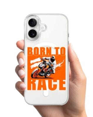 Etui do iPhone 16 Plus z MagSafe przeźroczyste, silikonowe Flexi, Bikers, Ścigacz