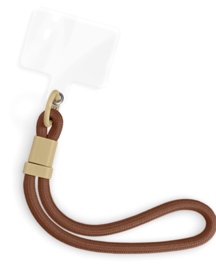 Regulowana smycz, krótki pasek na nadgarstek do telefonu, brązowa