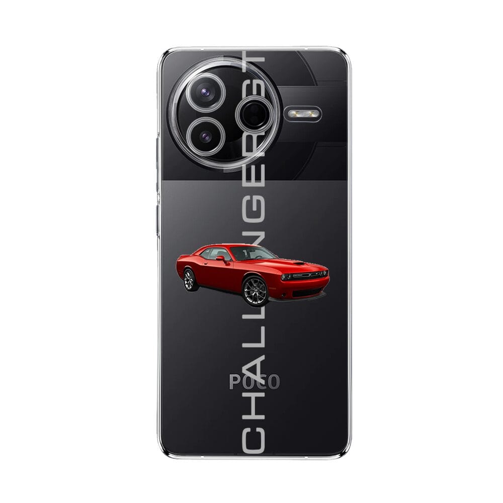 Etui do Xiaomi POCO F7 Pro przeźroczyste, silikonowe Flexi, Szybkie Auta, czerwony Challenger GT