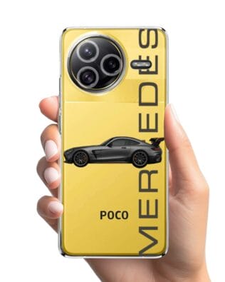 Etui do Xiaomi POCO F7 Ultra przeźroczyste, silikonowe Flexi, Szybkie Auta, Stalowe AMG-GT