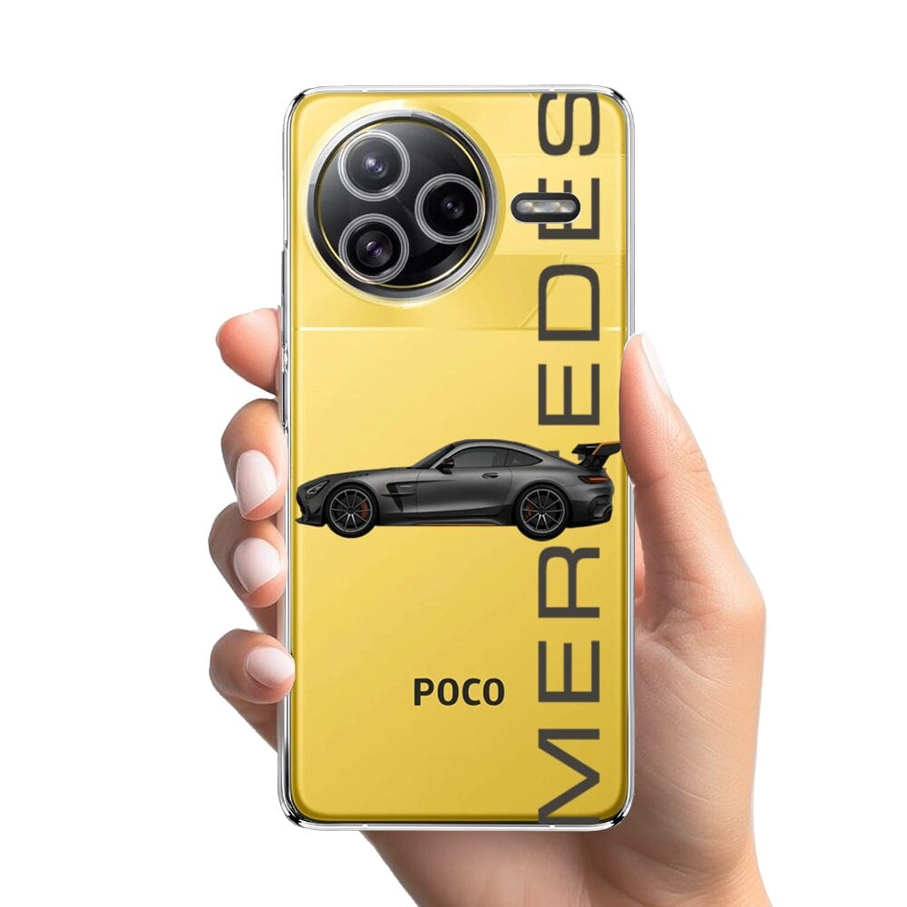 Etui do Xiaomi POCO F7 Ultra przeźroczyste, silikonowe Flexi, Szybkie Auta, Stalowe AMG-GT - obrazek 2