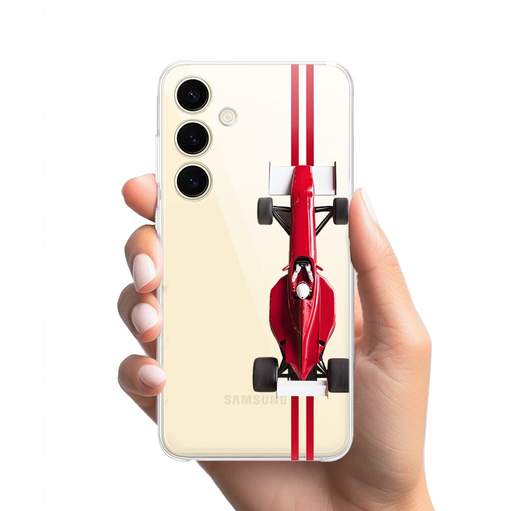 Etui do Samsung Galaxy S24 Plus przeźroczyste, silikonowe Flexi, Szybkie Auta, czerwone F1 - obrazek 2