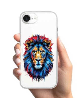 Etui do iPhone 16e z MagSafe przeźroczyste, silikonowe Flexi, Dzika Mandala, Lew