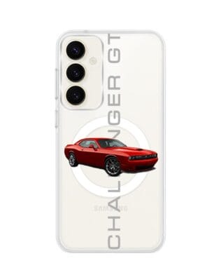 Etui do Samsung Galaxy S23 FE 5G z MagSafe przeźroczyste, silikonowe Flexi, Szybkie Auta, czerwony Challenger GT