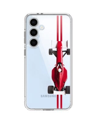 Etui do Samsung Galaxy S24 FE przeźroczyste, silikonowe Flexi, Szybkie Auta, czerwone F1
