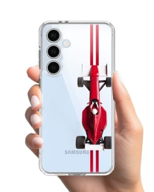 Etui do Samsung Galaxy S24 FE przeźroczyste, silikonowe Flexi, Szybkie Auta, czerwone F1