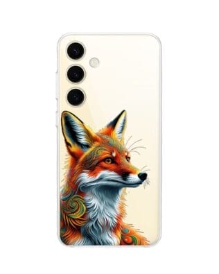 Etui do Samsung Galaxy S24 Plus przeźroczyste, silikonowe Flexi, Dzika Mandala, Twarz lisa