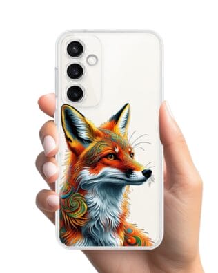 Etui do Samsung Galaxy S23 przeźroczyste, silikonowe Flexi, Dzika Mandala, Twarz lisa