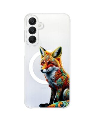 Etui do Samsung Galaxy A25 5G z MagSafe przeźroczyste, silikonowe Flexi, Dzika Mandala, Lis