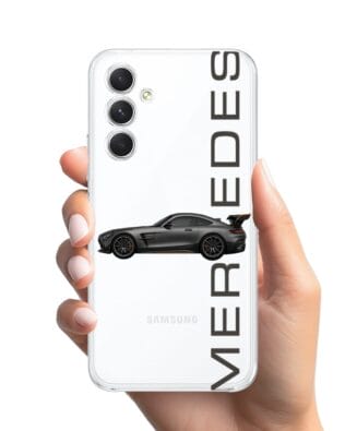 Etui do Samsung Galaxy A54 5G przeźroczyste, silikonowe Flexi, Szybkie Auta, Stalowe AMG-GT