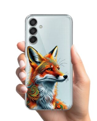 Etui do Samsung Galaxy M15 5G przeźroczyste, silikonowe Flexi, Dzika Mandala, Twarz lisa