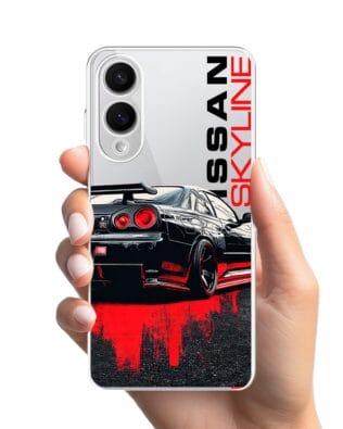 Etui do Samsung Galaxy S25 Edge przeźroczyste, silikonowe Flexi, Szybkie Auta, czarny Skyline