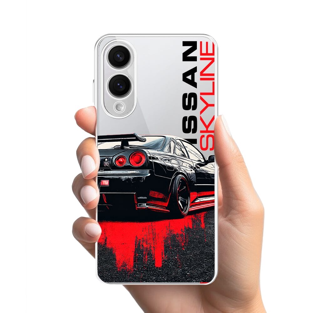 Etui do Samsung Galaxy S25 Edge przeźroczyste, silikonowe Flexi, Szybkie Auta, czarny Skyline - obrazek 2