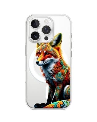 Etui do iPhone 14 Pro z MagSafe przeźroczyste, silikonowe Flexi, Dzika Mandala, Lis