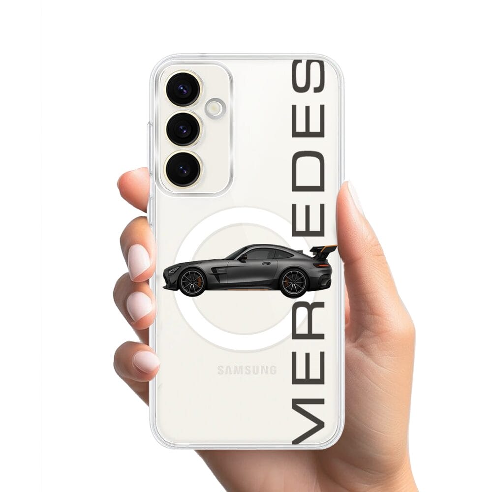 Etui do Samsung Galaxy S23 z MagSafe przeźroczyste, silikonowe Flexi, Szybkie Auta, Stalowe AMG-GT - obrazek 2