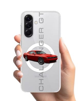 Etui do Samsung Galaxy A56 5G z MagSafe przeźroczyste, silikonowe Flexi, Szybkie Auta, czerwony Challenger GT