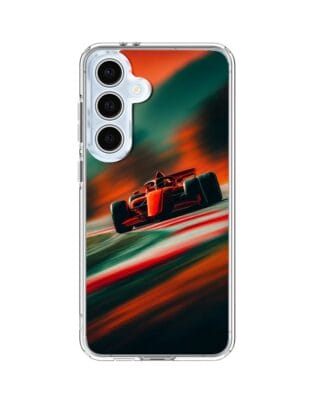 Etui do Samsung Galaxy S24 FE z MagSafe przeźroczyste, silikonowe Flexi, Szybkie Auta, Wyścig F1