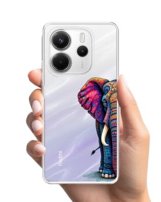 Etui do Xiaomi Redmi Note 14 5G przeźroczyste, silikonowe Flexi, Dzika Mandala, Słoń