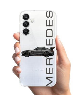 Etui do Samsung Galaxy A25 5G przeźroczyste, silikonowe Flexi, Szybkie Auta, Stalowe AMG-GT