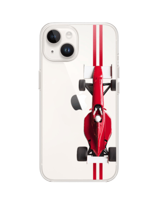 Etui do iPhone 13 Mini przeźroczyste, silikonowe Flexi, Szybkie Auta, czerwone F1