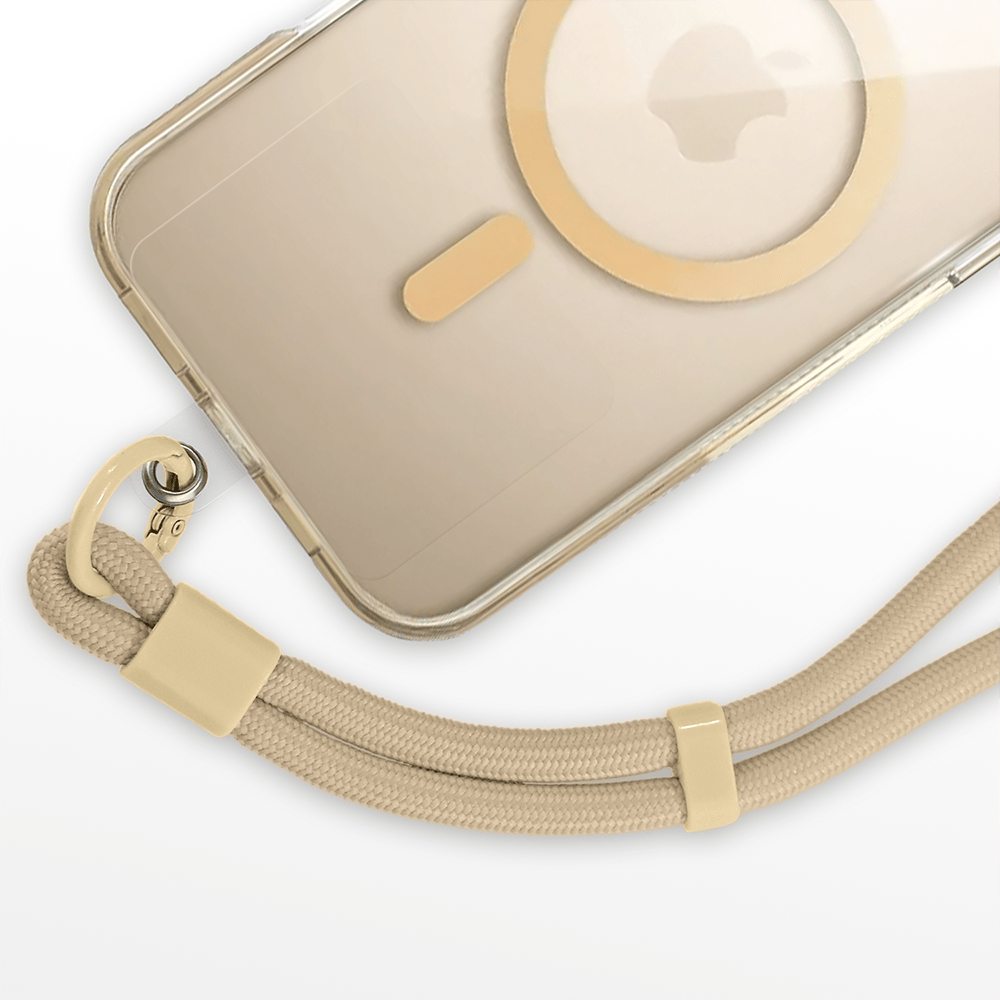 Regulowana smycz, krótki pasek na nadgarstek do telefonu, beżowa - obrazek 2