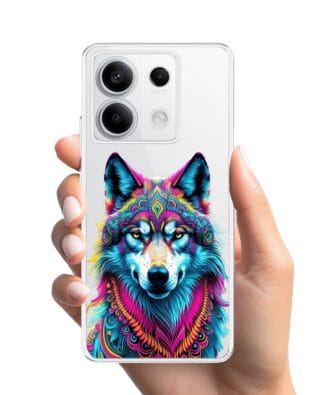 Etui do Xiaomi Redmi Note 13 Pro 5G przeźroczyste, silikonowe Flexi, Dzika Mandala, Wilk