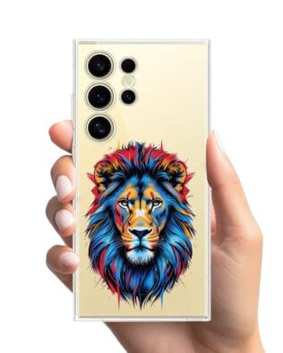 Etui do Samsung Galaxy S24 Ultra przeźroczyste, silikonowe Flexi, Dzika Mandala, Lew