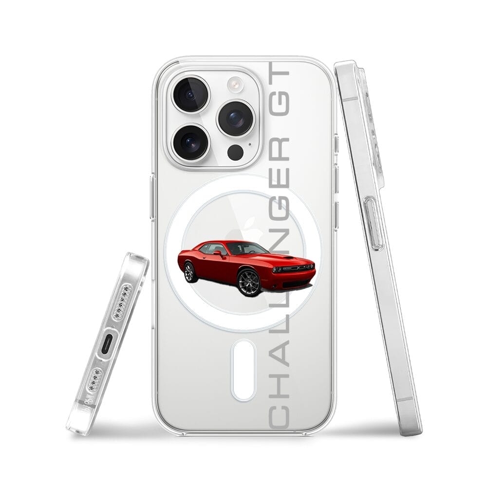 Etui do iPhone 13 Pro z MagSafe przeźroczyste, silikonowe Flexi, Szybkie Auta, czerwony Challenger GT - obrazek 3