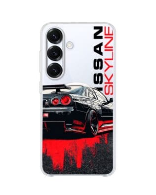 Etui do Samsung Galaxy S25 Plus z MagSafe przeźroczyste, silikonowe Flexi, Szybkie Auta, czarny Skyline