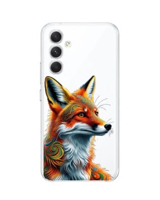 Etui do Samsung Galaxy A54 5G przeźroczyste, silikonowe Flexi, Dzika Mandala, Twarz lisa