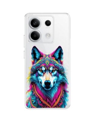 Etui do Xiaomi Redmi Note 13 Pro 5G przeźroczyste, silikonowe Flexi, Dzika Mandala, Wilk