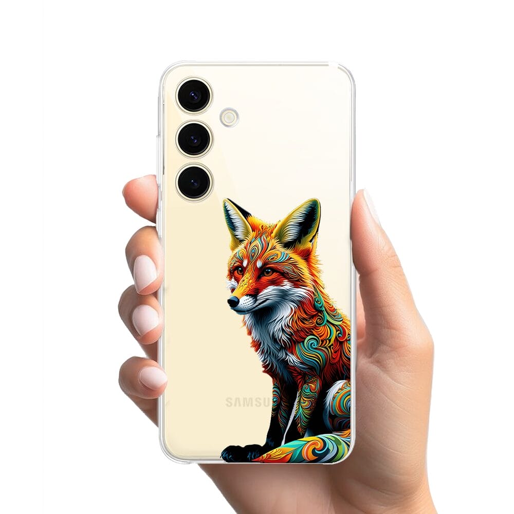 Etui do Samsung Galaxy S24 przeźroczyste, silikonowe Flexi, Dzika Mandala, Lis - obrazek 2