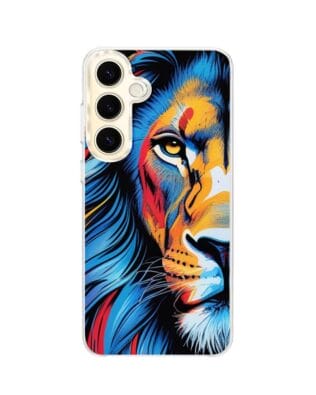 Etui do Samsung Galaxy S24 z MagSafe przeźroczyste, silikonowe Flexi, Dzika Mandala, Lwie spojrzenie