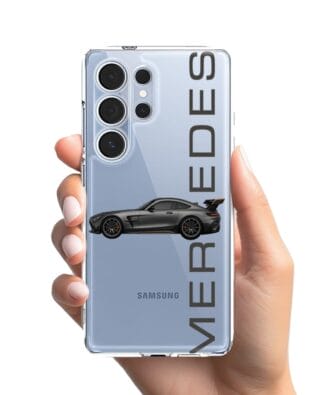 Etui do Samsung Galaxy S25 Ultra przeźroczyste, silikonowe Flexi, Szybkie Auta, Stalowe AMG-GT