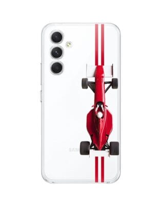 Etui do Samsung Galaxy A54 5G przeźroczyste, silikonowe Flexi, Szybkie Auta, czerwone F1