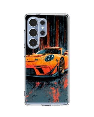 Etui do Samsung Galaxy S25 Ultra z MagSafe przeźroczyste, silikonowe Flexi, Szybkie Auta, Pomarańczowa 911