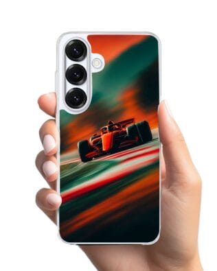 Etui do Samsung Galaxy S25 Plus z MagSafe przeźroczyste, silikonowe Flexi, Szybkie Auta, Wyścig F1